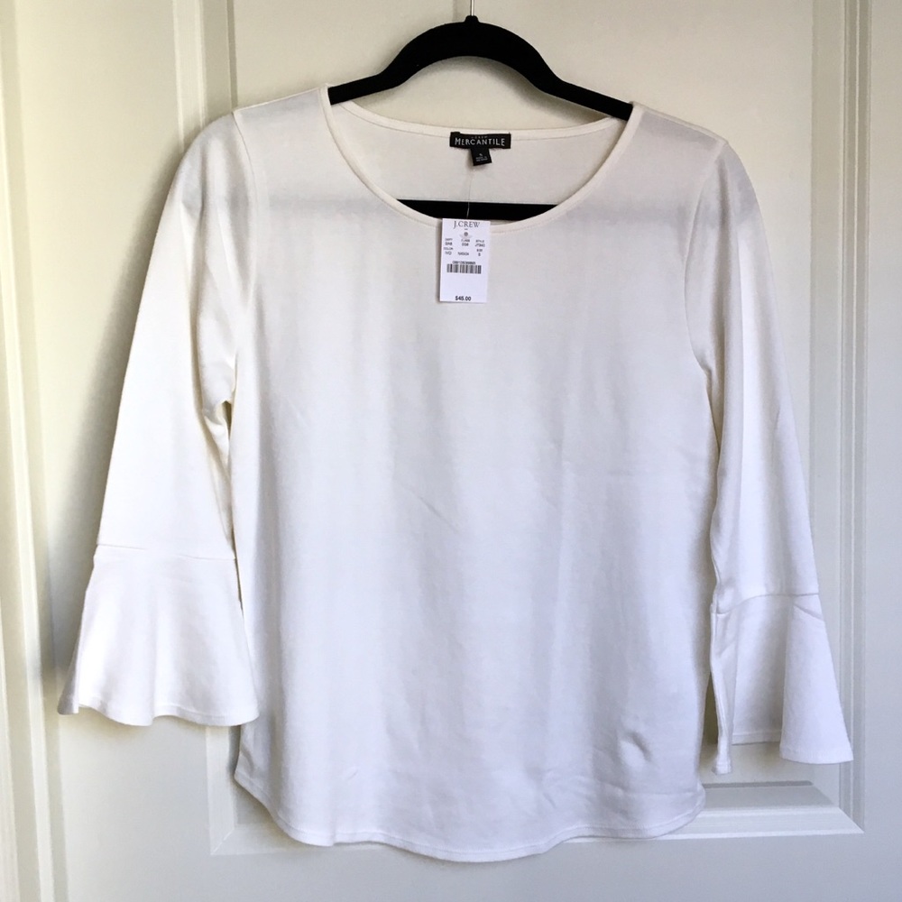 [Sold] J. Crew NWT White ¾ Bell-sleeve Top Size S